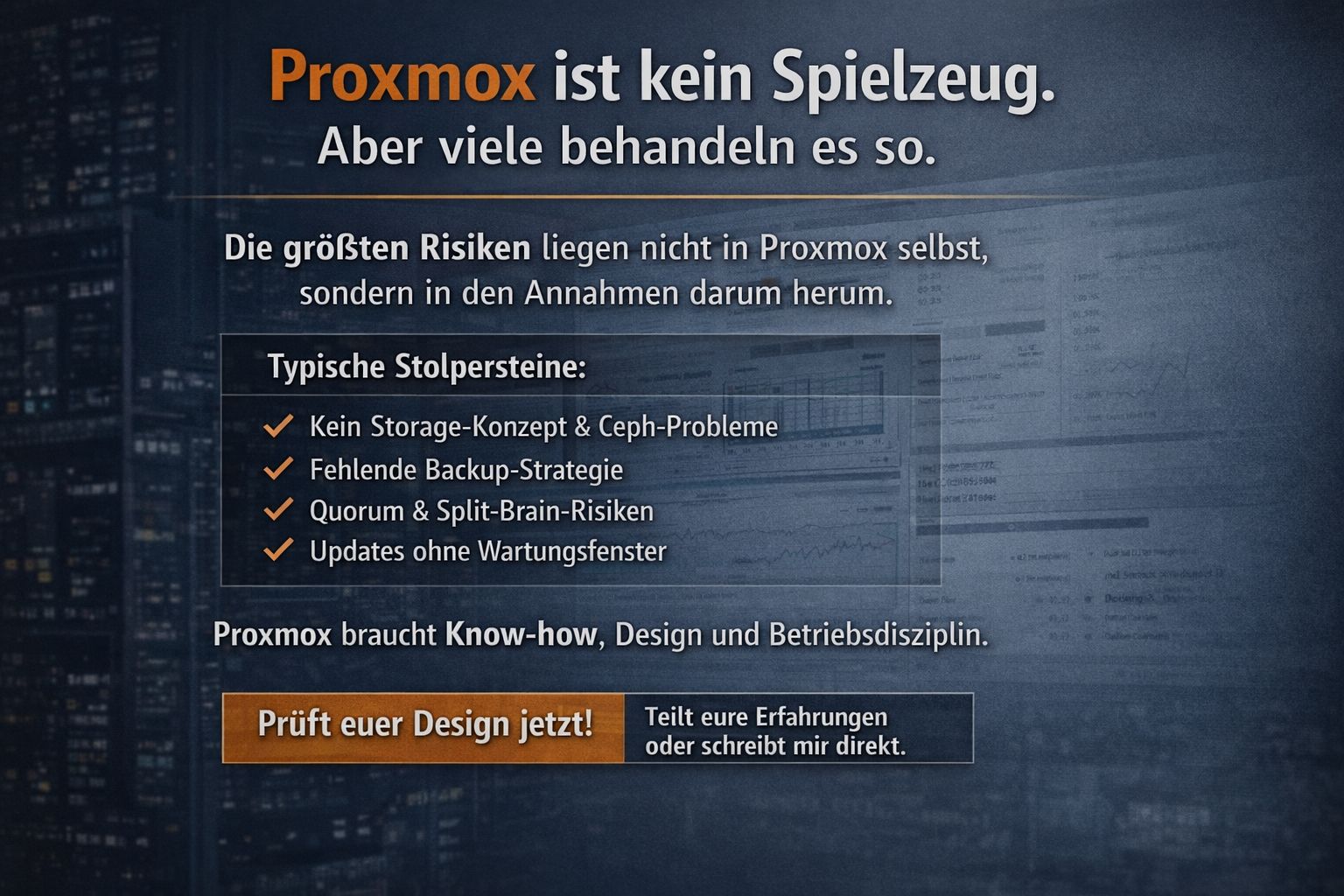 Proxmox ist kein Spielzeug – aber viele behandeln es so